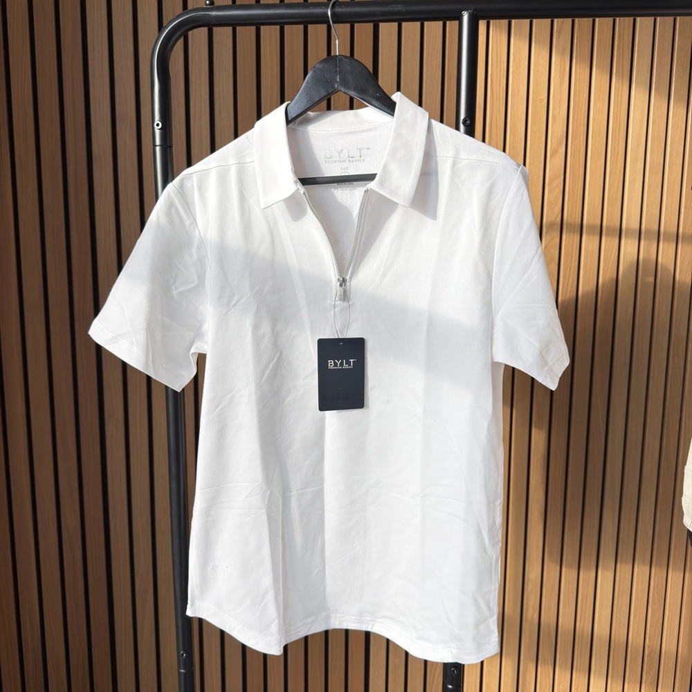 BYLT White Men's Zip Polo Shirt